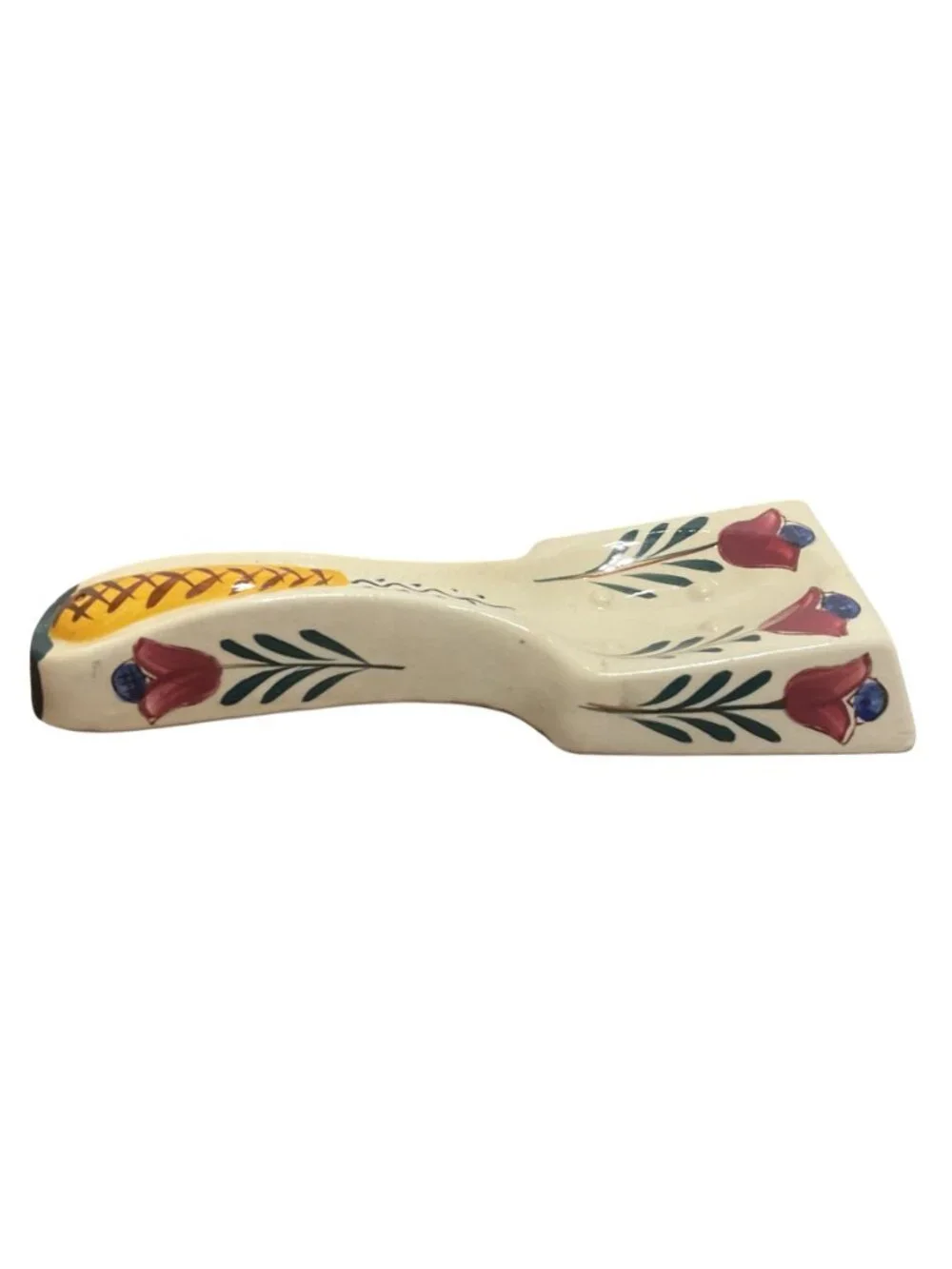 Vtg Hand Painted Ceramic Spoon Rest With Tulip Design Made In Japan 8